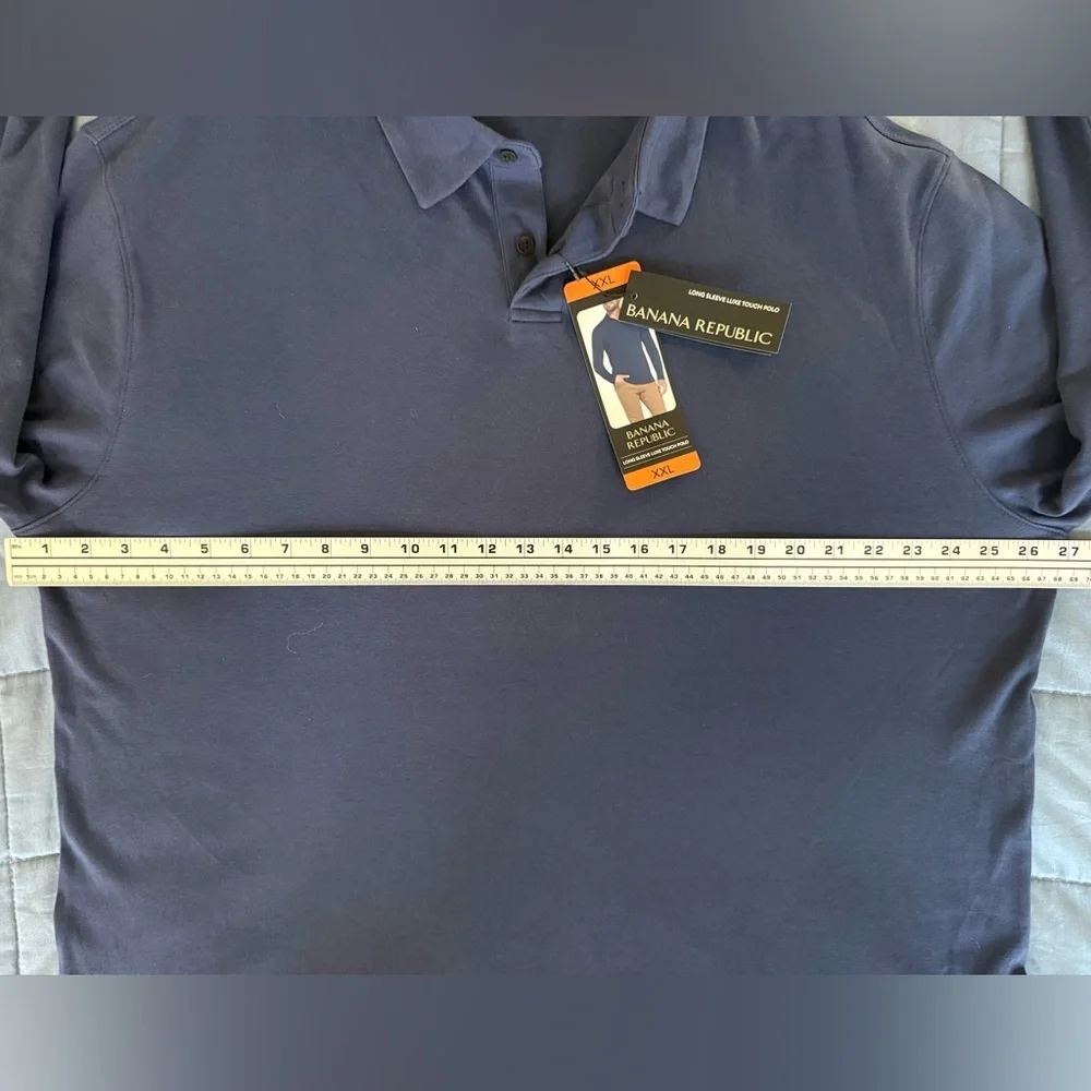 Banana Republic Luxe Touch Long Sleeve Polo Blue XXL NWT
